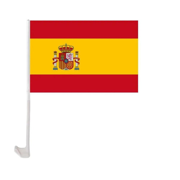 Spain Car Flag with Window Clip and Pole - Flag for Car Window