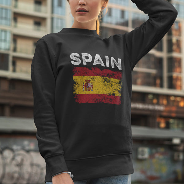 Spain Flag Distressed - Spanish Flag Sweatshirt
