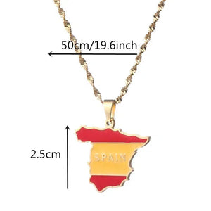 Spain Flag Map Necklace