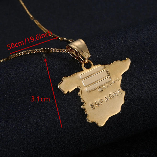 Spain Flag Map Necklace