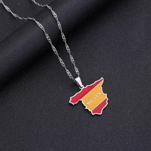 Spain Flag Map Necklace