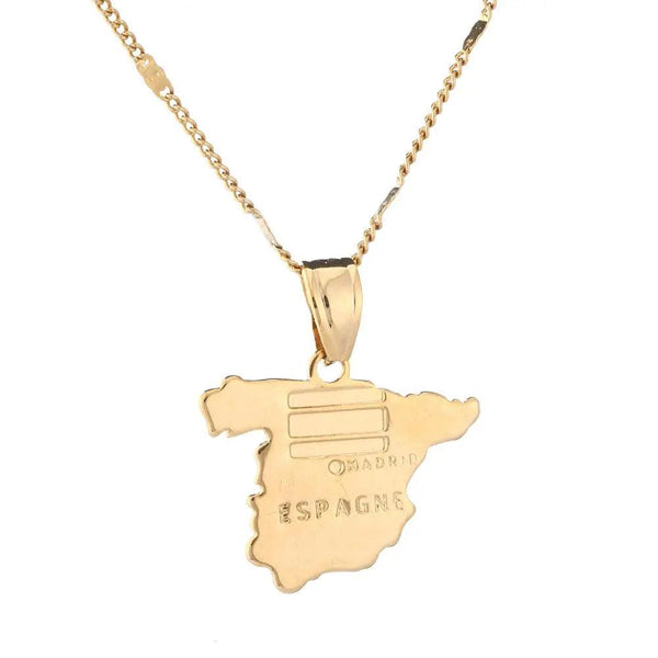 Spain Flag Map Necklace