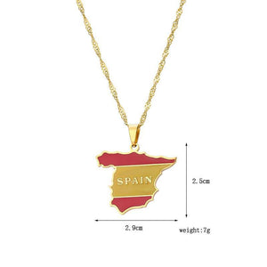 Spain Flag Map Necklace