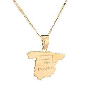 Spain Flag Map Necklace