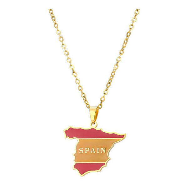 Spain Flag Map Necklace