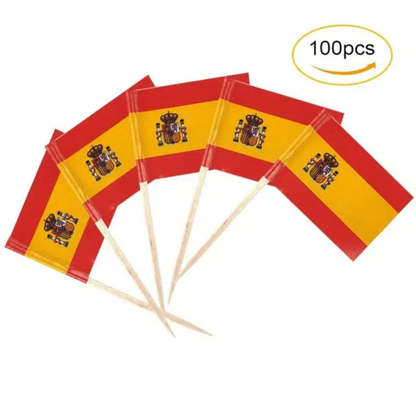 Spain Flag Toothpicks - Cupcake Toppers (100Pcs)
