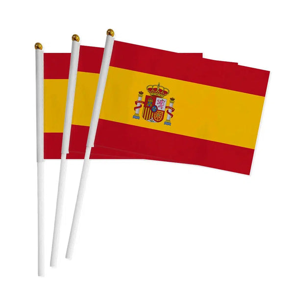 Spain Flag on Stick - Small Handheld Flag (50/100Pcs)
