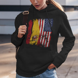 Spain USA Flag - Half American Hoodie