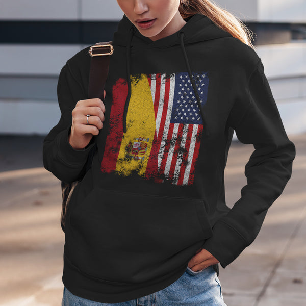 Spain USA Flag - Half American Hoodie