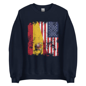 Spain USA Flag - Half American Sweatshirt