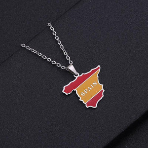 Spain Flag Map Necklace