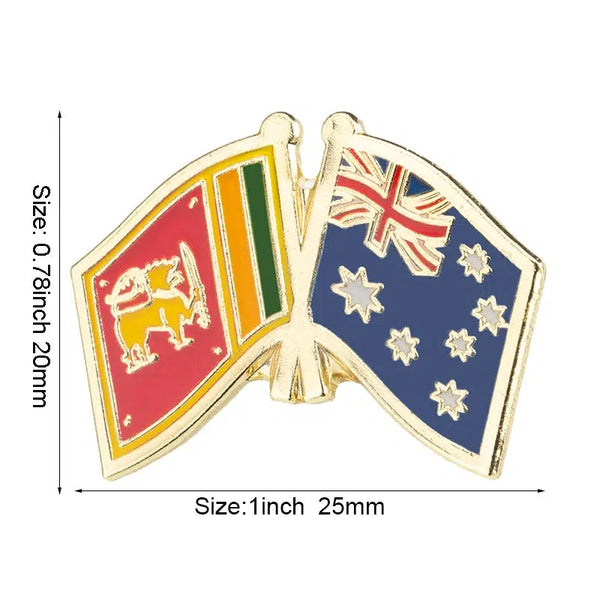 Sri Lanka Australia Flag Lapel Pin - Enamel Pin Flag