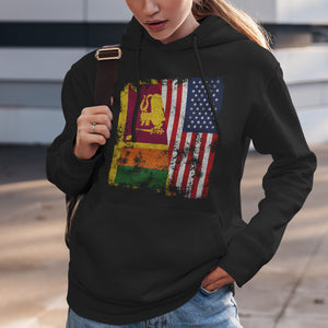 Sri Lanka USA Flag - Half American Hoodie