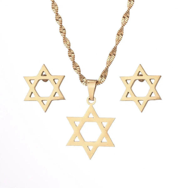 Star of David Pendant Necklace & Earrings