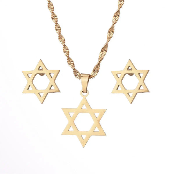 Star of David Pendant Necklace & Earrings