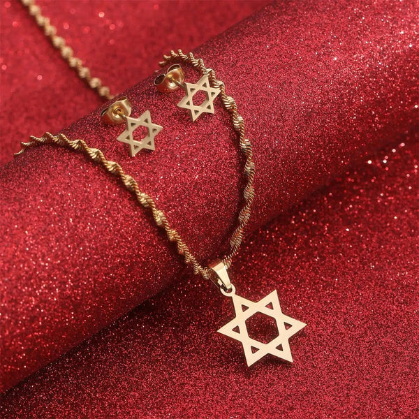 Star of David Pendant Necklace & Earrings