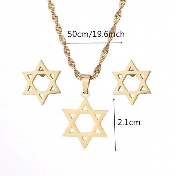 Star of David Pendant Necklace & Earrings