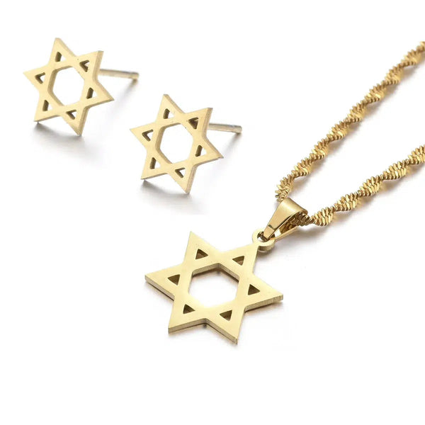 Star of David Pendant Necklace & Earrings