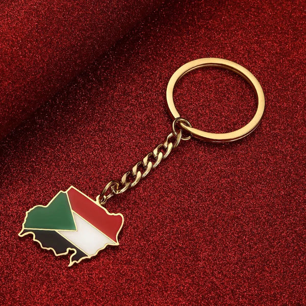 Sudan Flag Map Keychain