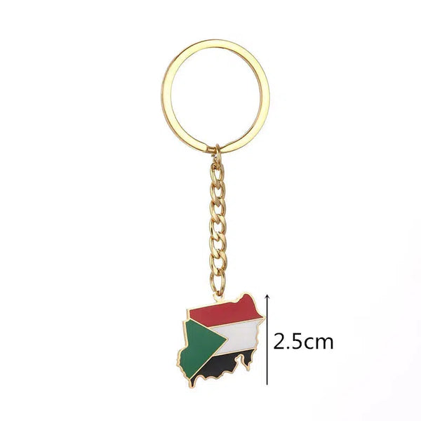 Sudan Flag Map Keychain