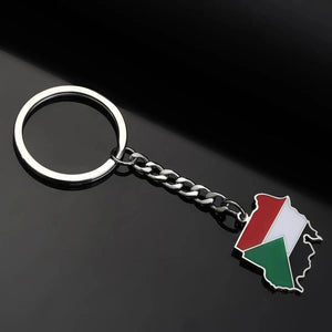 Sudan Flag Map Keychain