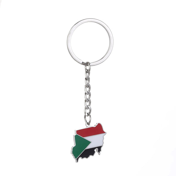 Sudan Flag Map Keychain