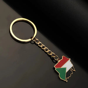 Sudan Flag Map Keychain