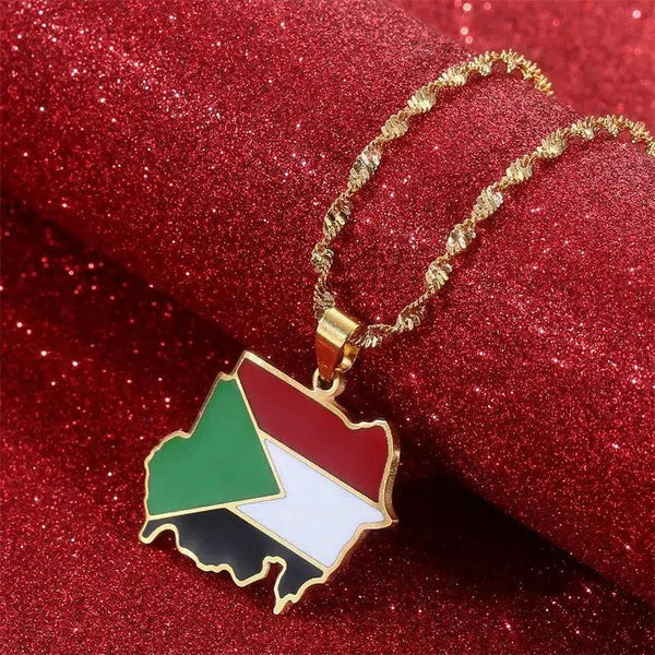 Sudan Flag Map Necklace