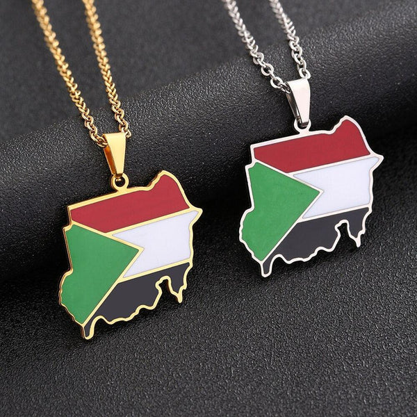 Sudan Flag Map Necklace