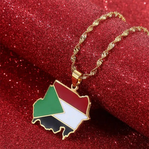 Sudan Flag Map Necklace