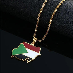 Sudan Flag Map Necklace