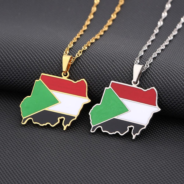 Sudan Flag Map Necklace