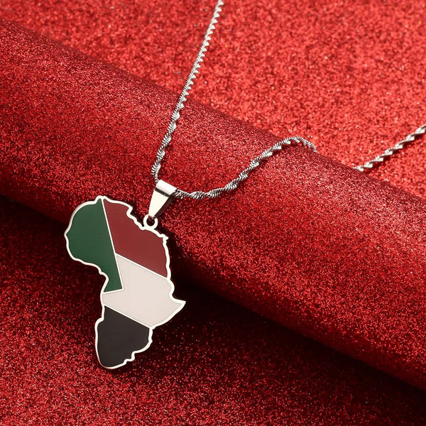 Sudan Flag Map Necklace