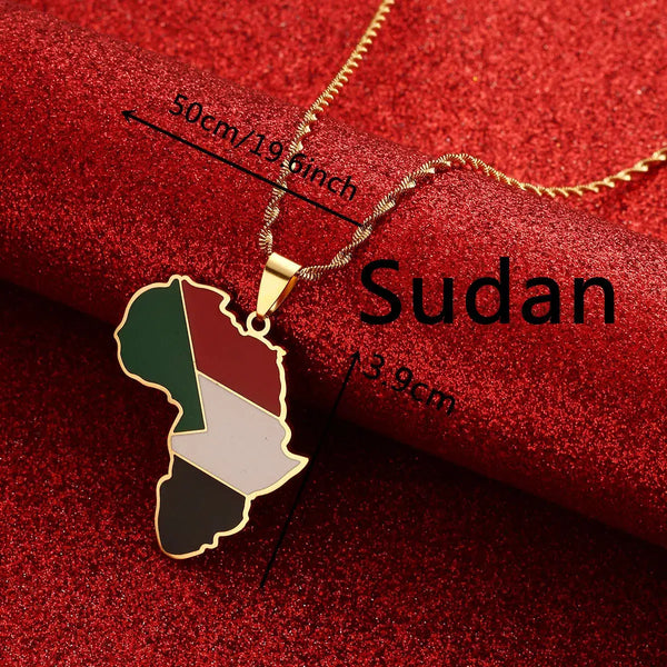 Sudan Flag Map Necklace