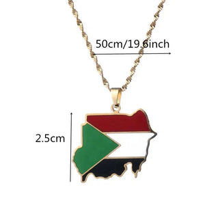 Sudan Flag Map Necklace