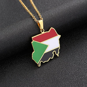 Sudan Flag Map Necklace