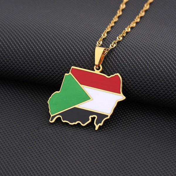 Sudan Flag Map Necklace