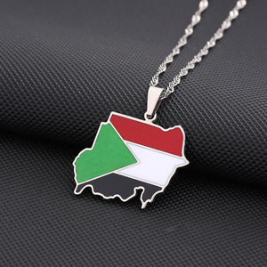 Sudan Flag Map Necklace