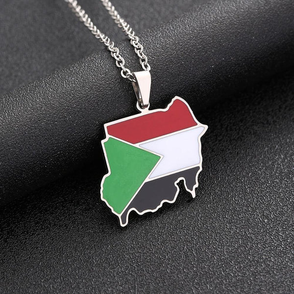 Sudan Flag Map Necklace