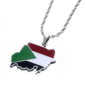 Sudan Flag Map Necklace