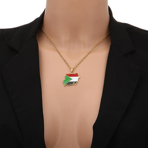 Sudan Flag Map Necklace