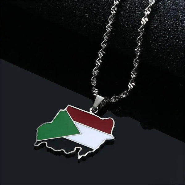 Sudan Flag Map Necklace