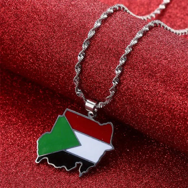 Sudan Flag Map Necklace