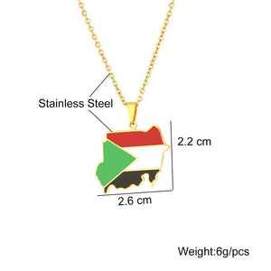 Sudan Flag Map Necklace