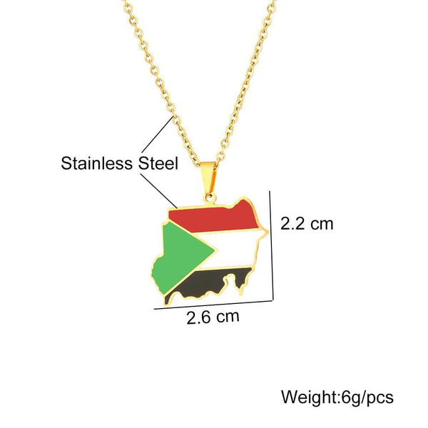 Sudan Flag Map Necklace