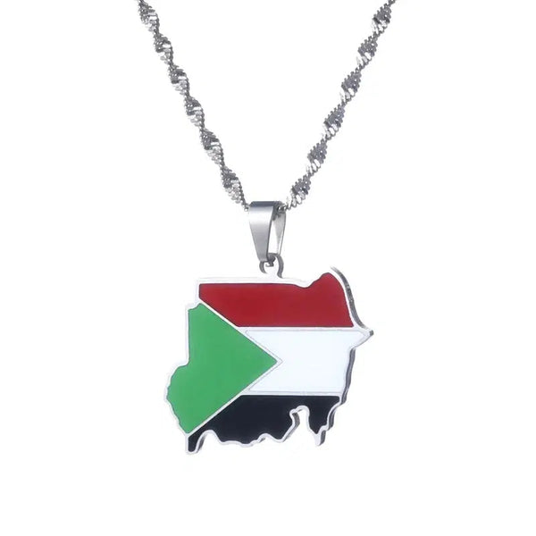 Sudan Flag Map Necklace