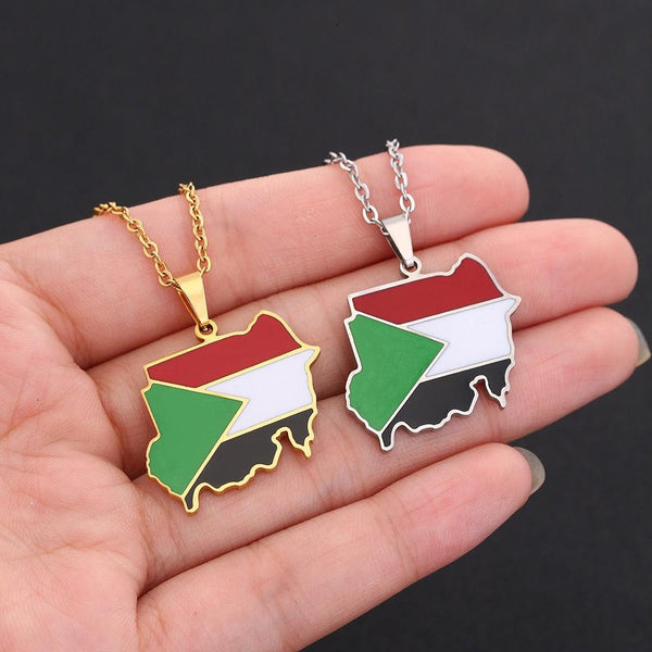 Sudan Flag Map Necklace