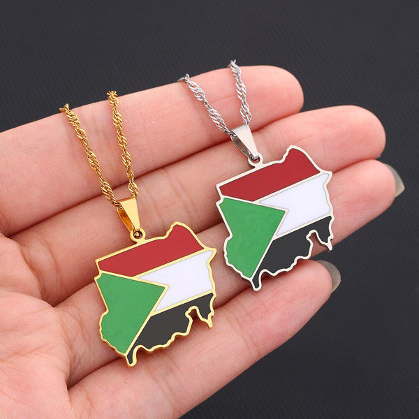 Sudan Flag Map Necklace