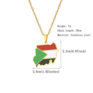 Sudan Flag Map Necklace