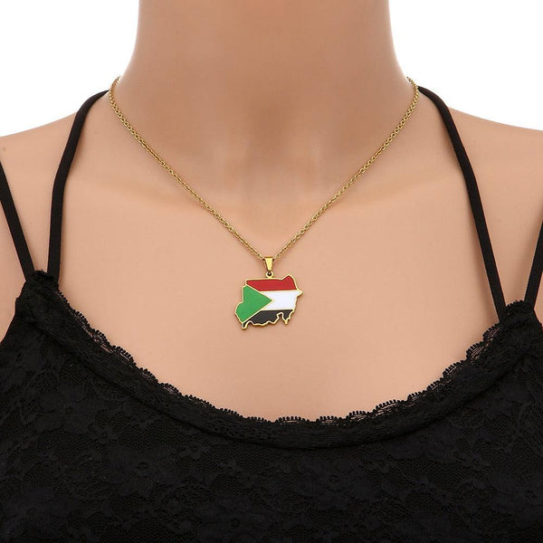 Sudan Flag Map Necklace